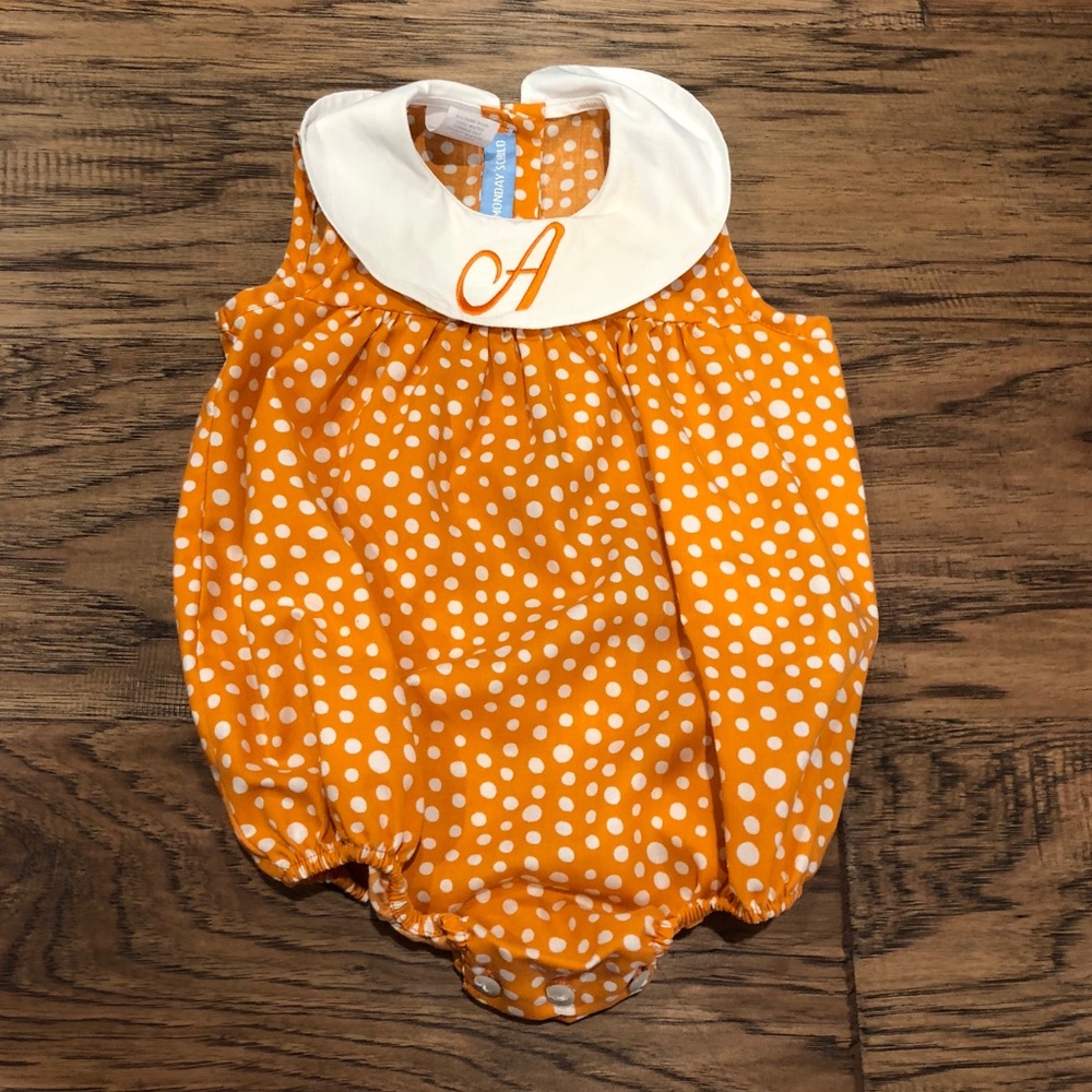 12M Orange Polkadot Monogram A Bubble